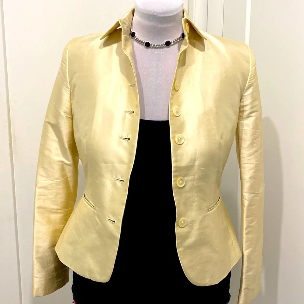 Ralph Lauren 💯% Silk Champagne Blazer / Jacket |Size 6 - Picture 3 of 12